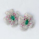 925 Silver Lab-Created Emerald Earrings - Model ZHFE0007 - Image 2