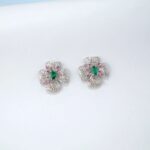 925 Silver Lab-Created Emerald Earrings - Model ZHFE0007 - Image 3