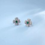 925 Silver Lab-Created Emerald Earrings - Model ZHFE0007 - Image 5