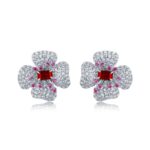 925 Silver Cultured Ruby Earrings ZHFE0007R