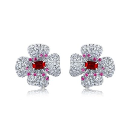 925 Silver Cultured Ruby Earrings ZHFE0007R