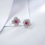 925 Silver Cultured Ruby Earrings ZHFE0007R - Image 2