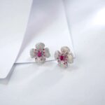 925 Silver Cultured Ruby Earrings ZHFE0007R - Image 3