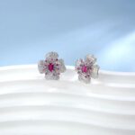 925 Silver Cultured Ruby Earrings ZHFE0007R - Image 4