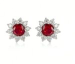 925 Silver Cultured Ruby Earrings ZHF-E001R