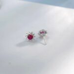 925 Silver Cultured Ruby Earrings ZHF-E001R - Image 3