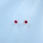 925 Silver Cultured Ruby Earrings ZHF-E001R - Image 4
