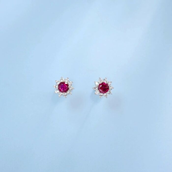 925 Silver Cultured Ruby Earrings ZHF-E001R - Image 4