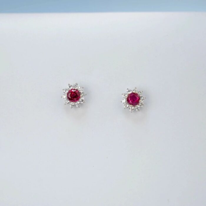 925 Silver Cultured Ruby Earrings ZHF-E001R - Image 5