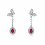 925 Silver Cultured Ruby Earrings ZHFE0039R