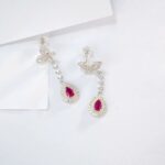 925 Silver Cultured Ruby Earrings ZHFE0039R - Image 2