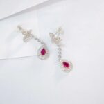 925 Silver Cultured Ruby Earrings ZHFE0039R - Image 4
