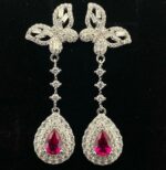 925 Silver Cultured Ruby Earrings ZHFE0039R - Image 6
