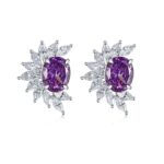 925 Silver Purple Cubic Zirconia Earrings ZHF—E0118