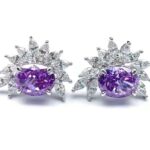 925 Silver Purple Cubic Zirconia Earrings ZHF—E0118 - Image 4