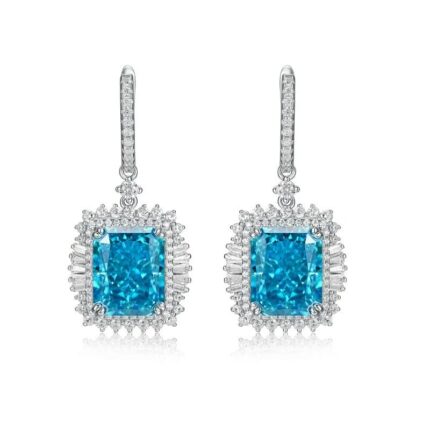 925 Silver Blue Cubic Zirconia Earrings ZHFE0501B