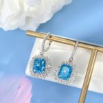 925 Silver Blue Cubic Zirconia Earrings ZHFE0501B - Image 2