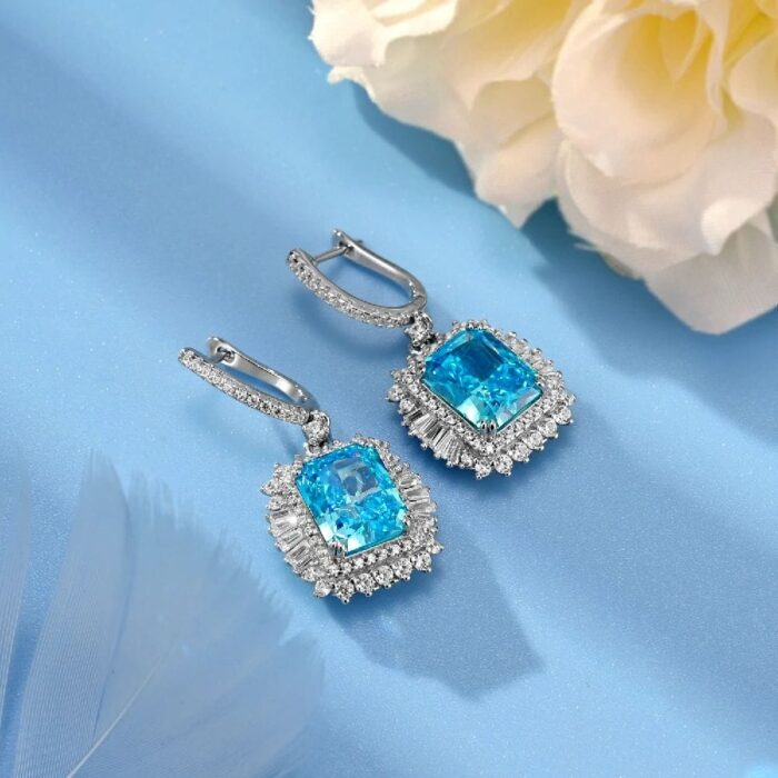 925 Silver Blue Cubic Zirconia Earrings ZHFE0501B - Image 3