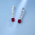 925 Silver Cultured Ruby Earrings ZHF—E0758 - Image 3