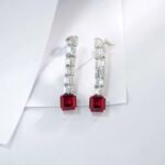 925 Silver Cultured Ruby Earrings ZHF—E0758 - Image 5