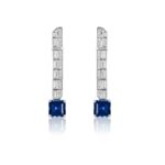 925 Silver Lab-Created Blue Sapphire Earrings - Model ZHF-E0758B