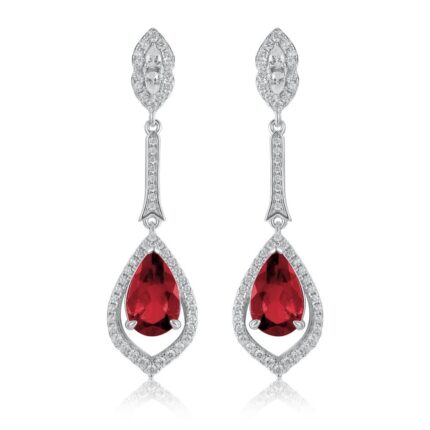 925 Silver Cultured Ruby Earrings ZHF-E0804R