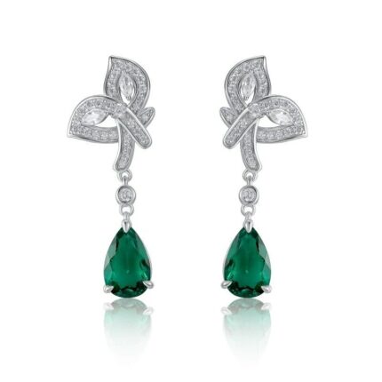 925 Silver Lab-Created Emerald Earrings - Model ZHF-E0808
