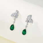 925 Silver Lab-Created Emerald Earrings - Model ZHF-E0808 - Image 2