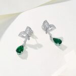 925 Silver Lab-Created Emerald Earrings - Model ZHF-E0808 - Image 3