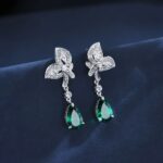 925 Silver Lab-Created Emerald Earrings - Model ZHF-E0808 - Image 5