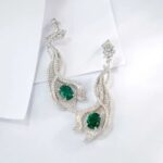 925 Silver Lab-Created Emerald Earrings - Model ZHF-E0813 - Image 2