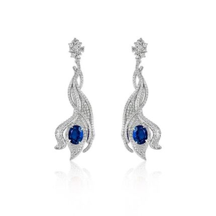 925 Silver Lab-Created Blue Sapphire Earrings - Model ZHF-E0813B