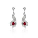 925 Silver Cultured Ruby Earrings ZHF-E0813R