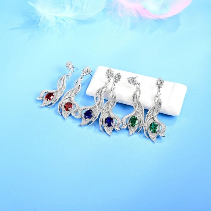 925 Silver Cultured Ruby Earrings ZHF-E0813R - Image 4
