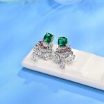 925 Silver Lab-Created Emerald Earrings - Model ZHF-E0831 - Image 2