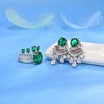 925 Silver Lab-Created Emerald Earrings - Model ZHF-E0831 - Image 3