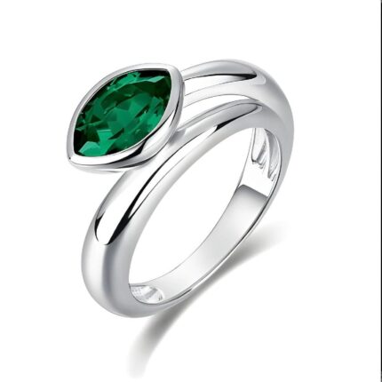 Lab-Created Emerald Ring in 925 Silver - Model ZHFE09
