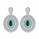 S925 Silver Lab-Created Emerald Earrings - Model ZHF-E1128