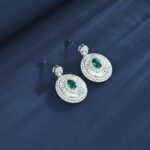 S925 Silver Lab-Created Emerald Earrings - Model ZHF-E1128 - Image 3
