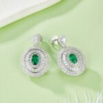 S925 Silver Lab-Created Emerald Earrings - Model ZHF-E1128 - Image 4