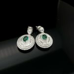 S925 Silver Lab-Created Emerald Earrings - Model ZHF-E1128 - Image 5