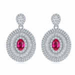 S925 Silver Lab-Created Ruby Earrings - Model ZHF-E1128R