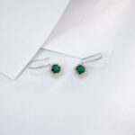 925 Silver Lab-Created Emerald Earrings - Model ZHF-E1445 - Image 2