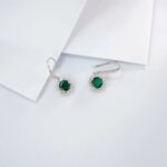 925 Silver Lab-Created Emerald Earrings - Model ZHF-E1445 - Image 3