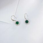 925 Silver Lab-Created Emerald Earrings - Model ZHF-E1445 - Image 4