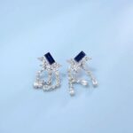 925 Silver Lab-Created Blue Sapphire Earrings - Model ZHF-E1445B - Image 2
