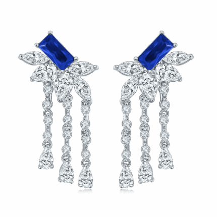 925 Silver Lab-Created Blue Sapphire Earrings - Model ZHF-E1445B