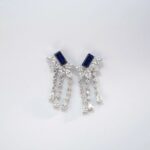 925 Silver Lab-Created Blue Sapphire Earrings - Model ZHF-E1445B - Image 3