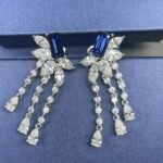925 Silver Lab-Created Blue Sapphire Earrings - Model ZHF-E1445B - Image 4