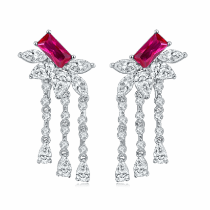 925 Silver Cultured Ruby Earrings ZHF-E1445R